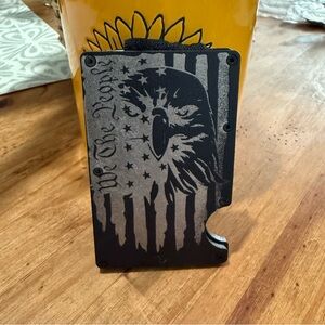 Black We The People Slim Metal Wallet RFID Tactical Custom Laser Engraved NWOT